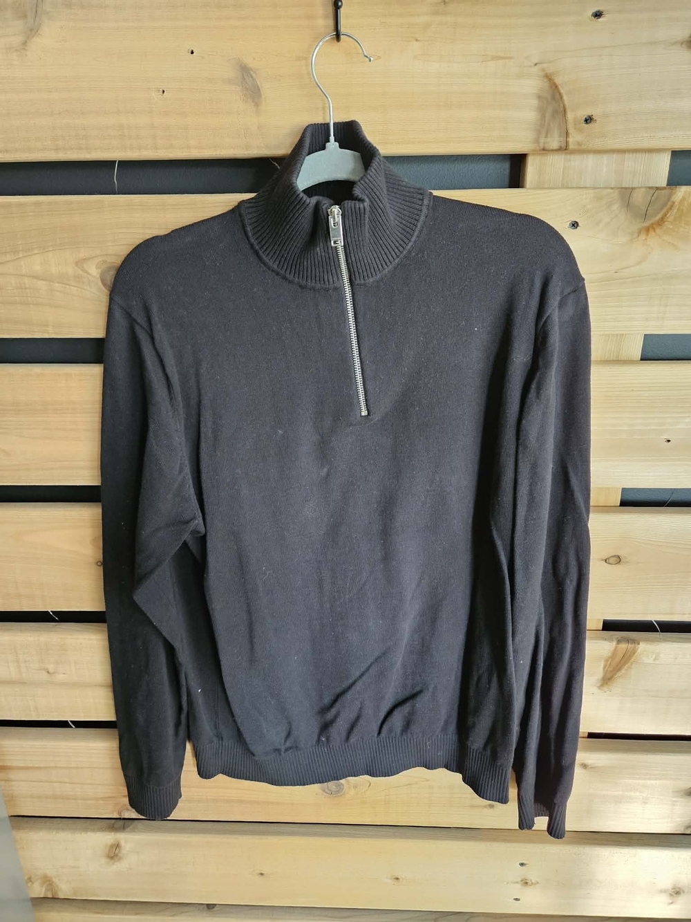 Men's Black Half-Zip Mock Neck Sweater